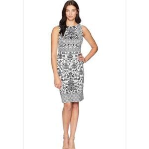 Calvin Klein Black White Mosaic Sleeveless Sheath Dress 10